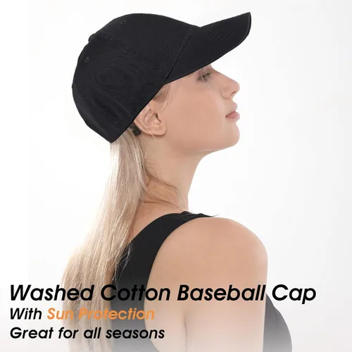 Vista 3 de Gorra de béisbol unisex de algodón liso en blanco para papá, ajustable, estilo vintage
