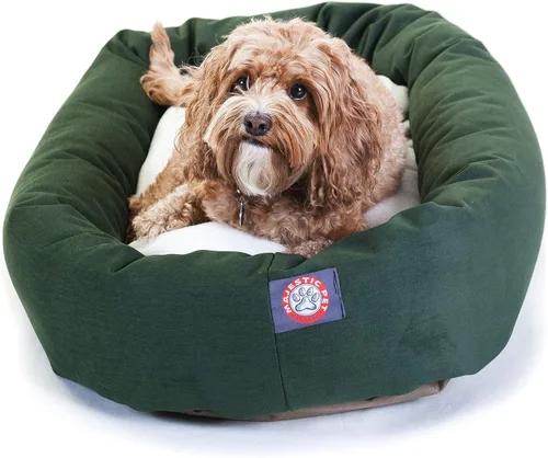 Vista 33 de Cama para perros Bagel de 40 pulgadas negra y Sherpa de Majestic Pet Products Negro