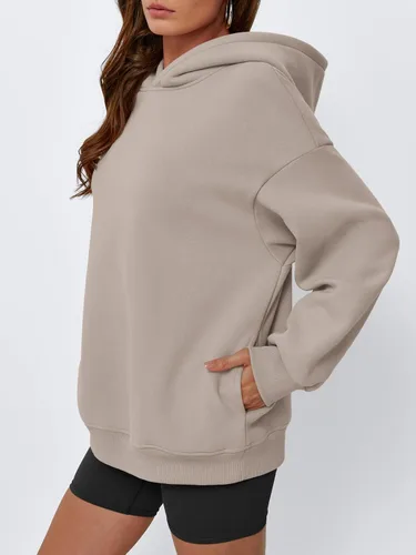 Vista 4 de EFAN Sudaderas de gran tamaño con capucha de forro polar para mujer, trajes de moda de otoño 2026, ropa linda con bolsillos