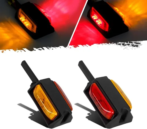 Vista 2 de Partsam 2 x 4 LED de liquidación de remolque Fender luces ámbar delantero rojo trasero 4 diodos RH/LH