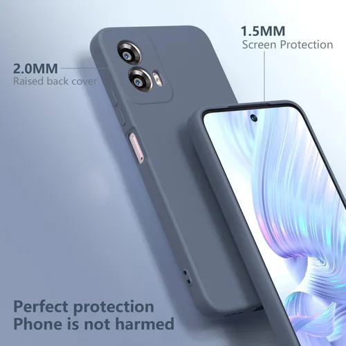 Vista 3 de Funda Moto G Power 5G 2024, silicona líquida, delgada, suave, TPU Fit, protección de cuerpo completo, a prueba de golpes, para G Power 2024 5G (gris)
