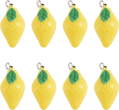 Vista 18 de Craftdady Colgantes colgantes de frutas, lindos colgantes de resina para alimentos, colgantes de manzana, naranja, piña, fresa, encantadores dijes