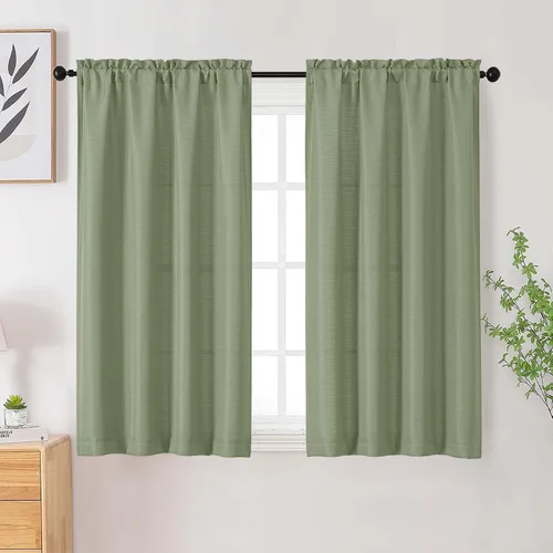 Vista 135 de Cortinas de lino para dormitorio y sala de estar de 96 pulgadas de largo, juego de 2 paneles, con bolsillo para cortinero, filtrado de luz, textura