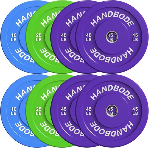 Vista 16 de HANDBODE Juego de discos de peso de 2 pulgadas de alto rebote, juego de discos olímpicos de 45/100/160/190/260/300 libras, juego de discos