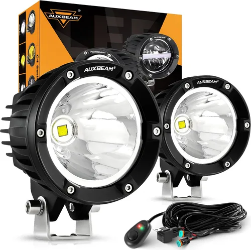 Vista 14 de Auxbeam Paquete de 2 unidades de luces LED de haz de inundación de la serie Luces de inundación blancas de la serie P4