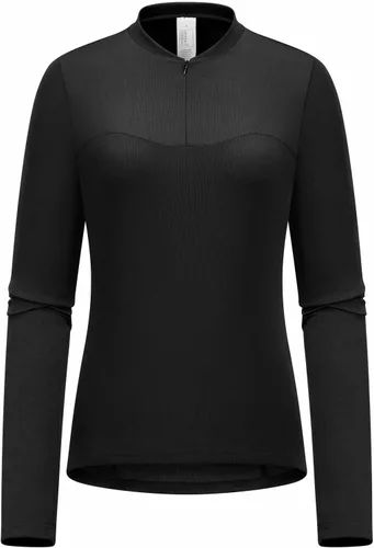 Vista 2 de qualidyne Camiseta de ciclismo de manga larga para mujer, con bolsillos traseros, transpirable, de secado rápido