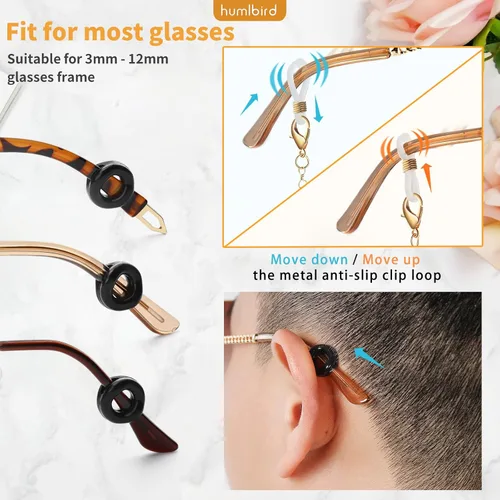 Vista 9 de humlbird Cadena de gafas de acero inoxidable para mujer, cadena de gafas de sol, soporte para gafas alrededor del cuello