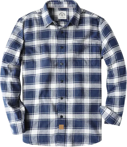 Vista 50 de Dubinik® Camisa de franela, para hombre, de manga larga, a cuadros, suave, 100% algodón, informal, con botones, ajuste regular Gris Negro