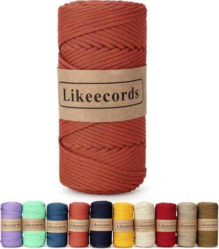 Vista 54 de Likeecords Cordón de macramé trenzado de poliéster de 0.157 in, 140 yardas, 426 pies, hilo elástico para bolsa de ganchillo para manualidades