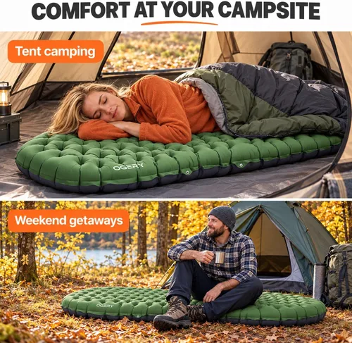 Vista 8 de OGERY Almohadilla de dormir aislada, R-Value 9.0, 4.7 pulgadas de grosor Verde