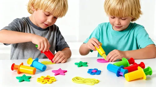 Vista 2 de MAGIKON Juego de herramientas de masa y arcilla de 5 piezas - Extrusoras de masa para el hogar, aula o juego en grupo Regalo de arte para niños