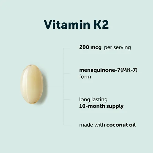 Vista 3 de Micro Ingredients Vitamina K2 MK-7 200 mcg por porción, 300 cápsulas blandas de aceite de coco Suplemento de vitamina K2 con aceite de coco Sin