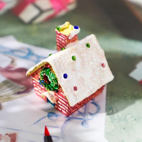 Vista 6 de YU FENG Estatuilla de la casa de Navidad cajas de baratijas con bisagras de diamantes de imitación esmaltados joyería anillo adorno caja
