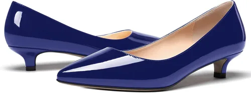 Vista 6 de MODENCOCO Zapatos de tacón bajo de patente sólida para mujer, con puntera puntiaguda, 1.5 pulgadas