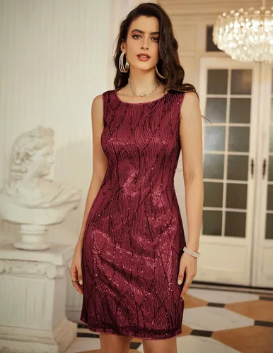 Vista 5 de GRACE KARIN Vestido de lentejuelas para mujer, vestidos de invitada de boda, vestidos de madre de la novia, vestido formal, vestido de dos piezas