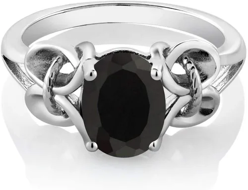 Vista 3 de Gem Stone King Anillo de compromiso ovalado con piedra natal para mujer, plata de ley 925, ovalado de 0.354 x 0.276 in, anillo de compromiso