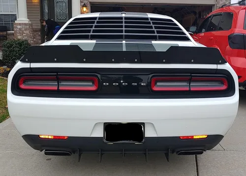 Vista 8 de Juego de 5 aletas para Dodge Challenger 2015-2024, parachoques trasero negro, aleta de tiburón