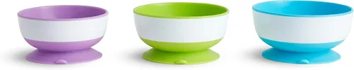 Vista 5 de Munchkin® Gentle™ Transition Sippy Trainer - Tazón de 4 onzas, paquete de 2, cuencos de succión azules y Stay Put™ para bebés y niños pequeños