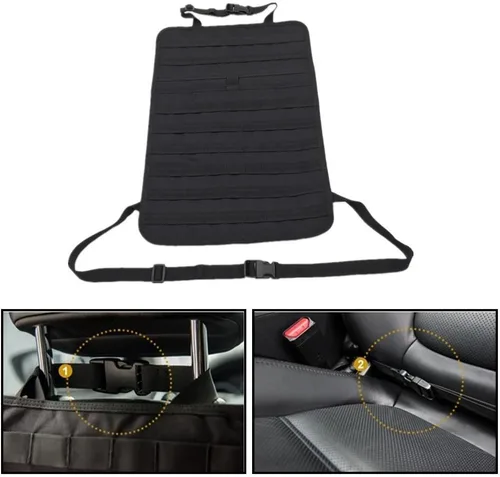 Vista 5 de Organizador táctico del respaldo del asiento del coche Universal MOLLE Panel Protector de la cubierta del asiento del vehículo (negro)