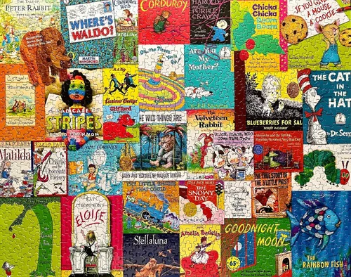 Vista 3 de Rompecabezas Springbok de 1000 piezas "Historias de la Infancia" para adultos y niños, con portadas de libros de algunas de tus tiendas favoritas
