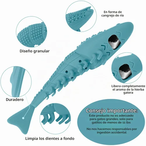 Vista 10 de Paquete de 2 cepillos de dientes para gatos, juguete masticable Azul