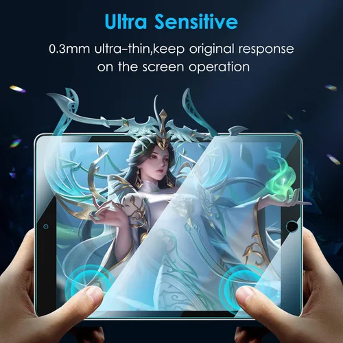 Vista 4 de DTTO Protector de pantalla para iPad de 6ª/5ª generación, modelo 2018/2017 de 9.7 pulgadas, protector de película de vidrio templado para iPad