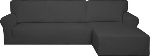 Vista 12 de PureFit - Fundas superelásticas para sofá modular en L, 2 fundas de elastano antideslizantes con borde elástico, ideal para niños y mascotas