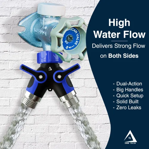 Vista 7 de DBR Tech® Divisor de Manguera de 2 Vías, Conector Metálico Resistente, Divisor de Manguera de Jardín de Dos Vías, Adaptador de Bib de Grifo de Flujo