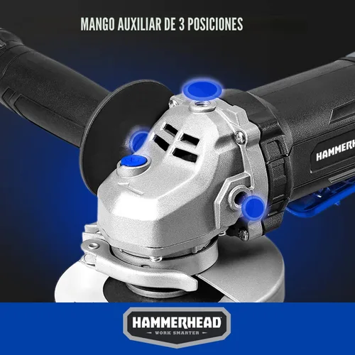 Vista 4 de Hammerhead Amoladora angular de 6 amperios de 4-1/2 pulgadas con muela abrasiva de 3 piezas - HAAG060