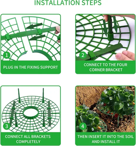 Vista 6 de SooGree Paquete de 5 soportes de fresa, soportes de fresa para jardín, jaula de plantas de frutas, bandeja de plástico para mantener las fresas