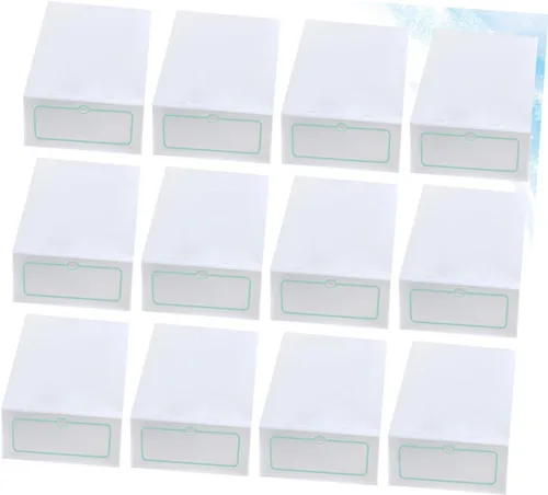 Vista 8 de 12pcs Large Stackable Shoes Storage Boxes Thickened Plastic Shoe Containers for Closet Organization White