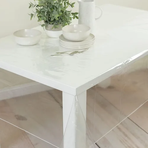 Vista 7 de Benson Mills - Mantel de plástico transparente resistente, 100% impermeable y a prueba de derrames de aceite, de PVC de vinilo, cuadrado, para mesas