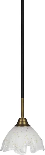 Vista 301 de Toltec Lighting Paramount - Mini colgante de 1 luz en acabado negro mate con cristal de arte perla de 7 pulgadas y estilo negro