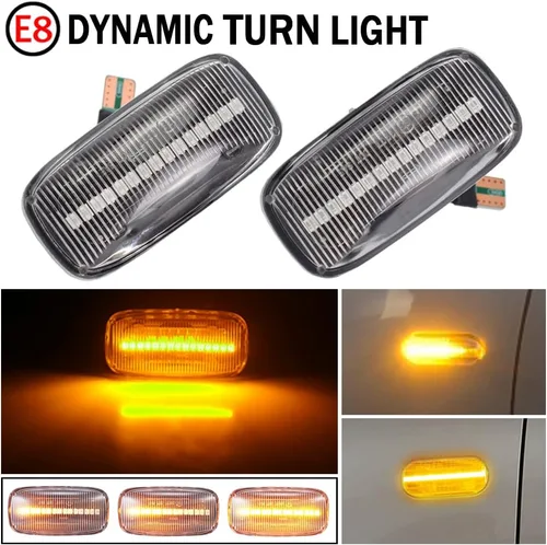 Vista 2 de Para Nissan Skyline R34 Almera N15 N16 Pulsar Maxima QX Sunny G10 Primera P11 P12 - Marcador lateral dinámico LED para coche (transparente)