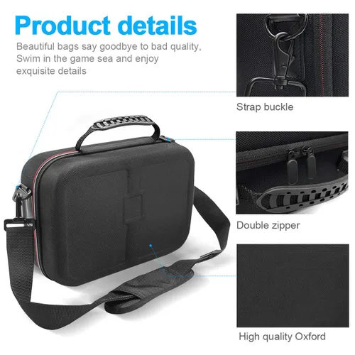 Vista 4 de Large Carrying Storage Case for Nintendo Switch, Portable Travel Hard Shell Messenger Bag for Switch Console, Pro Controller, Switch Dock, Soft