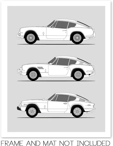 Vista 2 de Idea Network Póster hecho a mano compatible con Triumph GT6, arte de pared hecho a mano, decoración de Triumph GT6 MK I II III Generations History