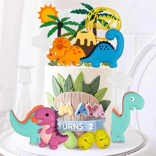 Vista 6 de Decoración de pastel de dinosaurio de arcilla para pastel de feliz