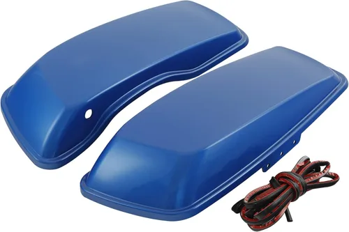 Vista 11 de TCT-MOTORPARTS Alforjas de mezclilla negra con tapas, bocina de 5 x 7 pulgadas, rejillas para Harley Street Glide Road King Road Glide Ultra Limited