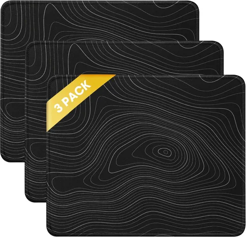 Vista 18 de JIKIOU Paquete de 3 alfombrillas para mouse con borde cosido, tamaño Negro