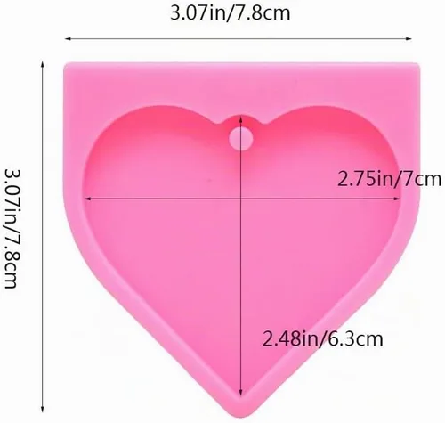Vista 2 de Molde de silicona con forma de corazón grande, dijes de llavero de corazón de amor, moldes de resina epoxi, moldes de fundición con agujero