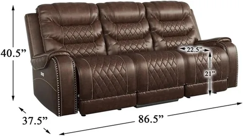 Vista 3 de Lexicon Derringer Wall Hugger Power - Sofá reclinable doble, color marrón