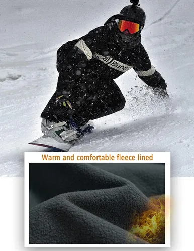 Vista 9 de KELOIFUT Men's Snow Ski Waterproof Hiking Pants Fleece Lined Softshell Insulated Snowboard Outdoor Work Zipper Bottom Leg