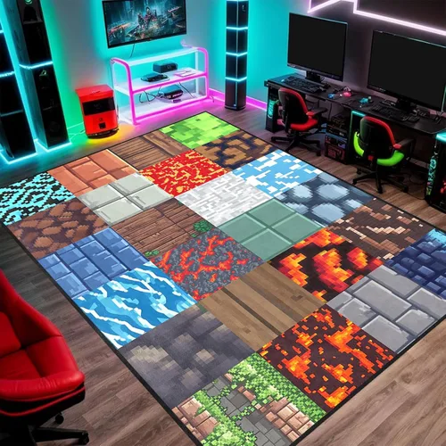 Vista 7 de Alfombra de juego - Alfombra de habitación de juegos a cuadros genial para niños, adolescentes, niños, alfombra para dormitorio, sala