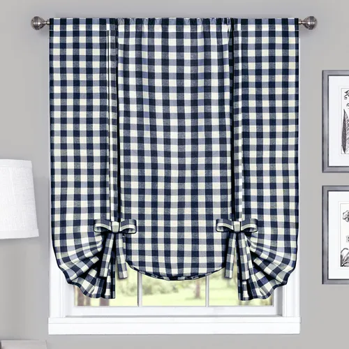 Vista 14 de Achim Home Furnishings - Cortina de ventana a cuadros de un solo paño, 42 x 63 pulgadas, blanca y negra