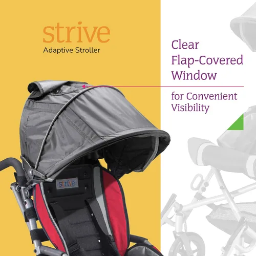 Vista 4 de Toldo con ventana transparente para cochecito adaptable Strive de 12 y 14 pulgadas – Cubierta de protección solar y lluvia de alta calidad