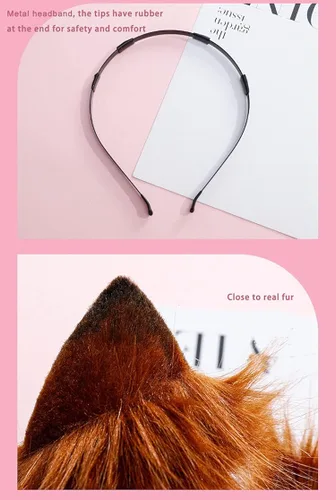 Vista 5 de Neko - Diadema de orejas de gato para cosplay orejas de zorro de lobo diadema de pelo de anime