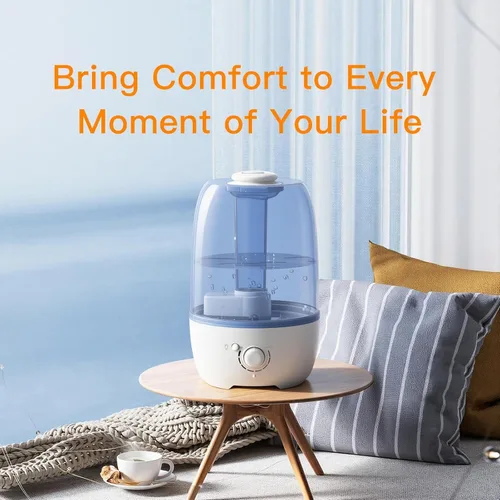 Vista 6 de MEGAWISE Humidificador para dormitorio infantil con gran capacidad de 3.2L, diseño sin fugas, salida de niebla fina, apagado automático, tanque Azul