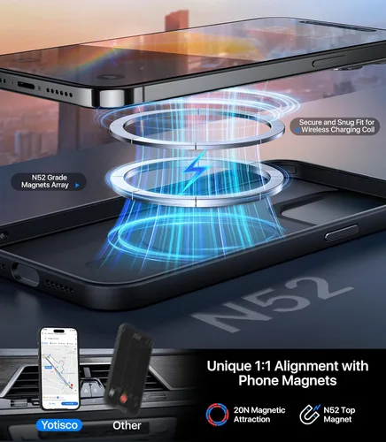 Vista 2 de Funda magnética fuerte para iPhone 15 Pro, [probada en caídas de grado militar] [compatible con MagSafe] translúcida mate delgada funda protectora a