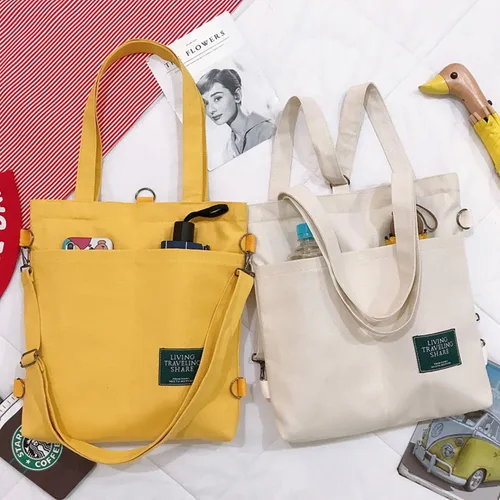 Vista 6 de Bolso de hombro de lona para mujer estilo retro estilo informal