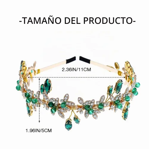 Vista 3 de JEAIRTS - Diadema de diamantes de imitación esmeralda, tocado de boda